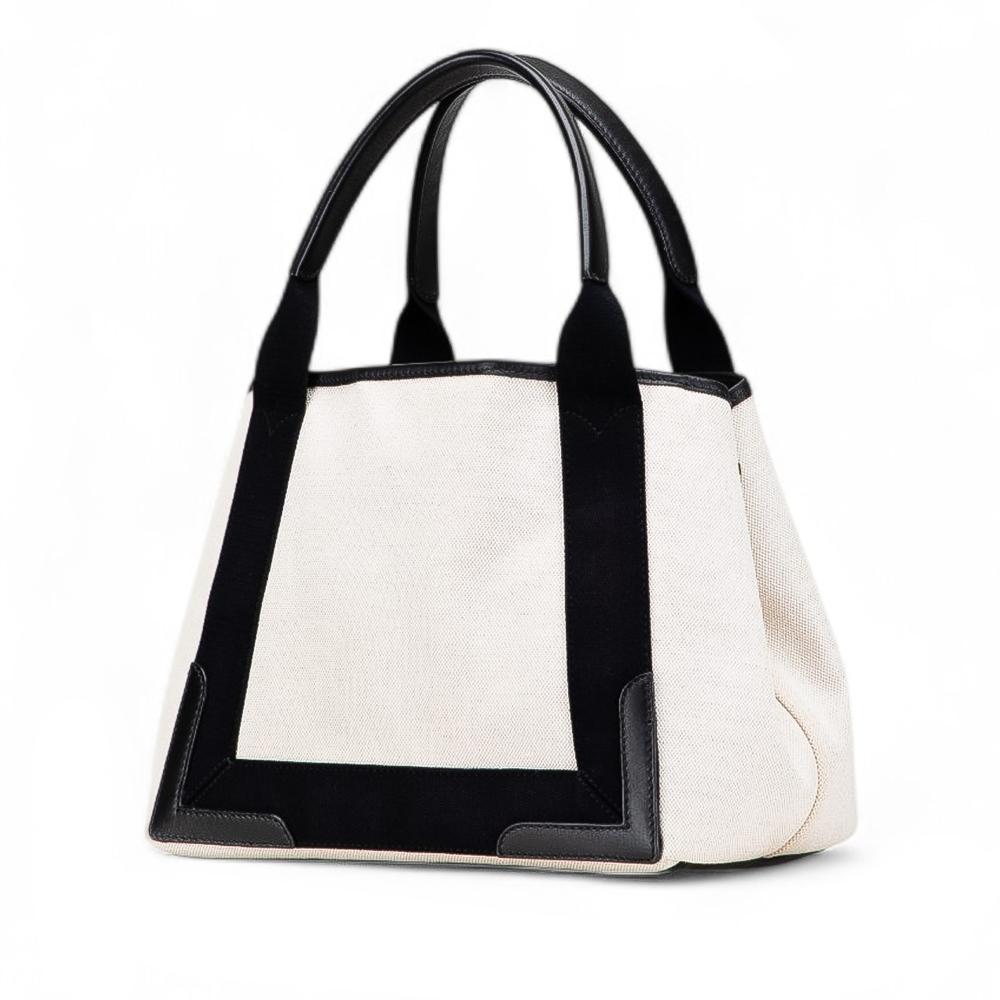 Balenciaga B Balenciaga White Canvas Fabric Navy Cabas Tote S Italy