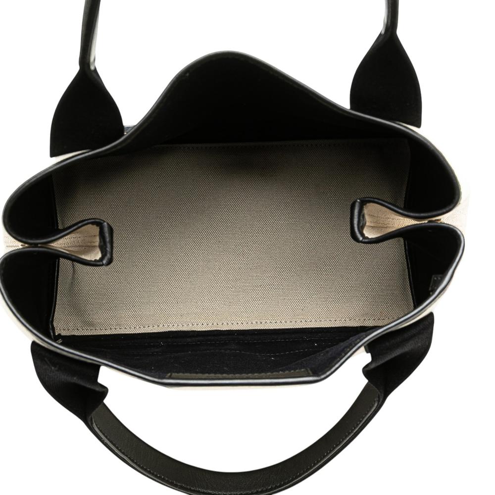 Balenciaga B Balenciaga White Canvas Fabric Navy Cabas Tote S Italy