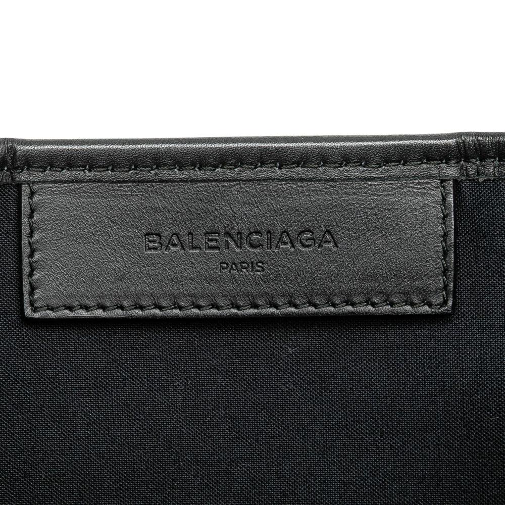 Balenciaga B Balenciaga White Canvas Fabric Navy Cabas Tote S Italy