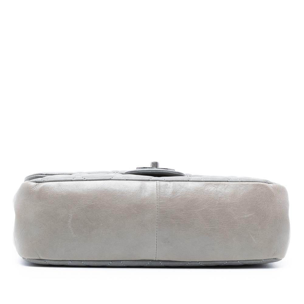 Chanel B Chanel Gray Light Gray Calf Leather Jumbo Iridescent skin In The Mix Flap Italy