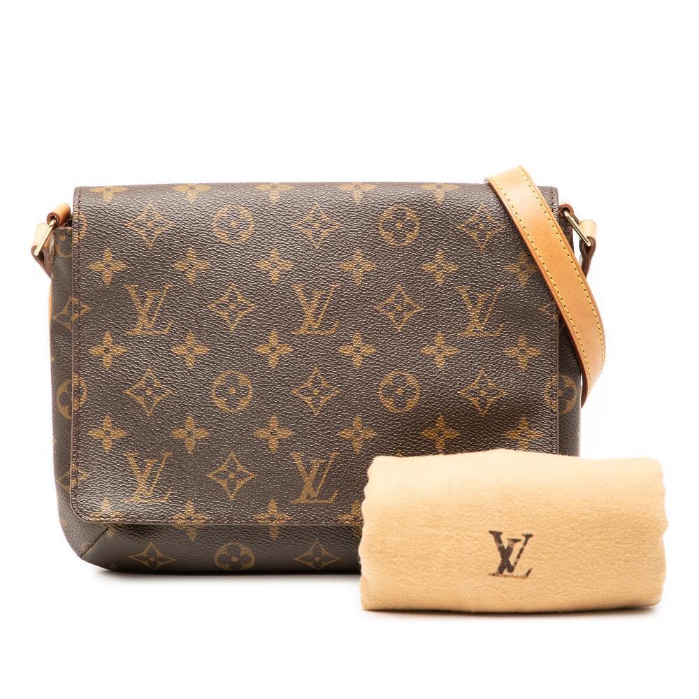 Louis Vuitton B Louis Vuitton Brown Monogram Canvas Fabric Monogram Musette Tango Short Strap France