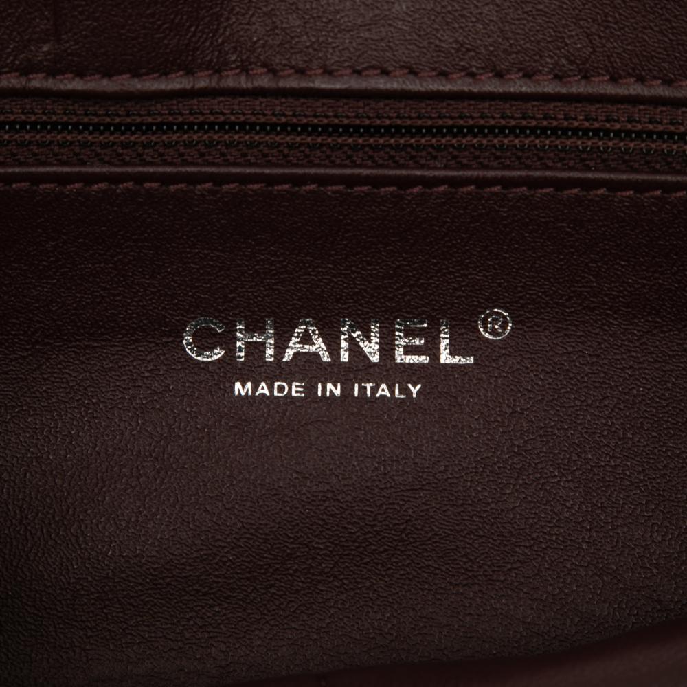 Chanel B Chanel Black Lambskin Leather Leather Large CC Quilted Lambskin and Shearling Single Flap Italy
