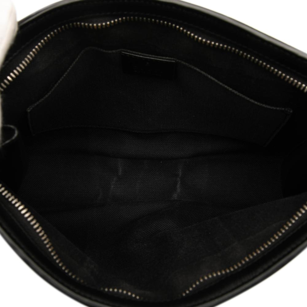 Gucci B Gucci Black Coated Canvas Fabric GG Supreme Web Clutch Italy