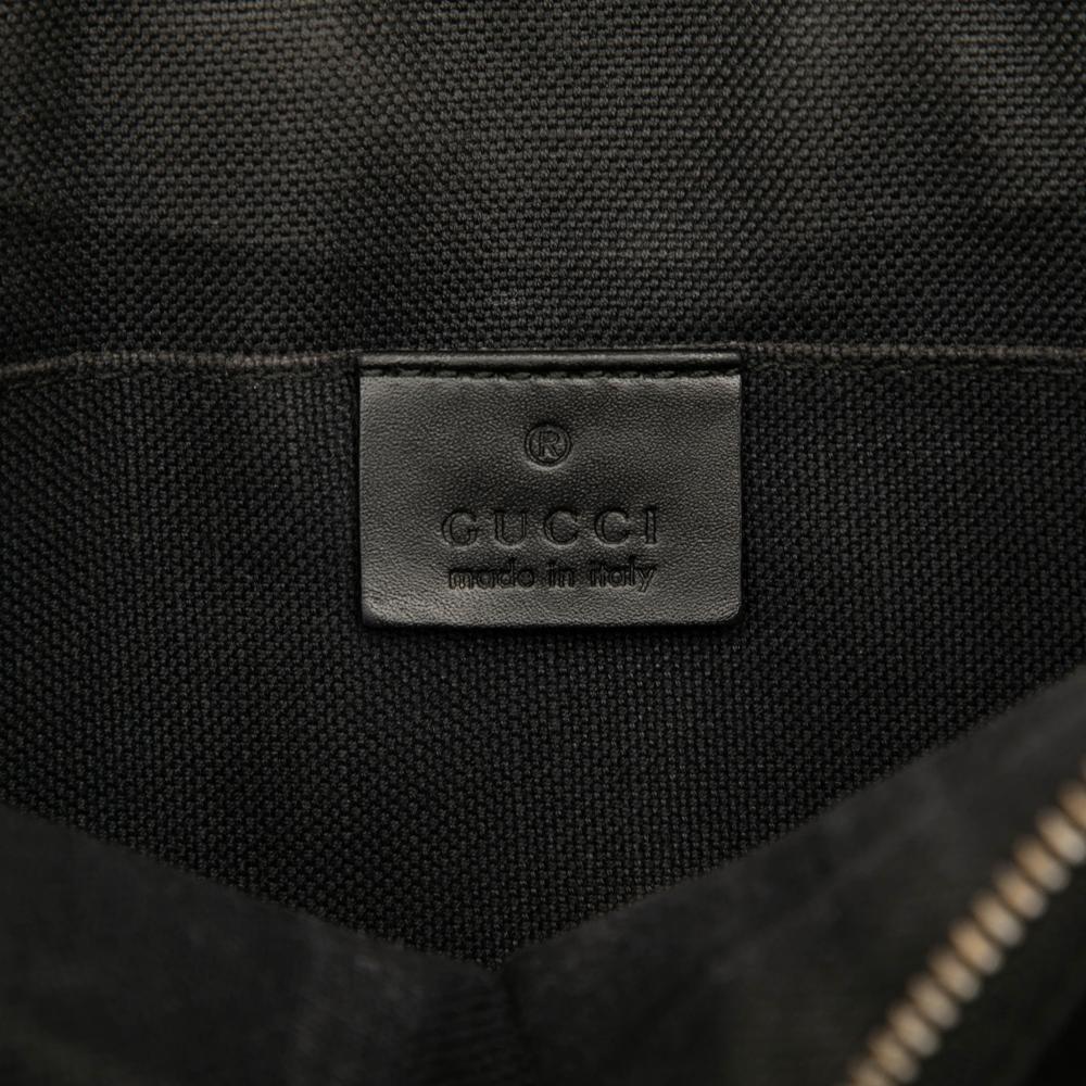 Gucci B Gucci Black Coated Canvas Fabric GG Supreme Web Clutch Italy