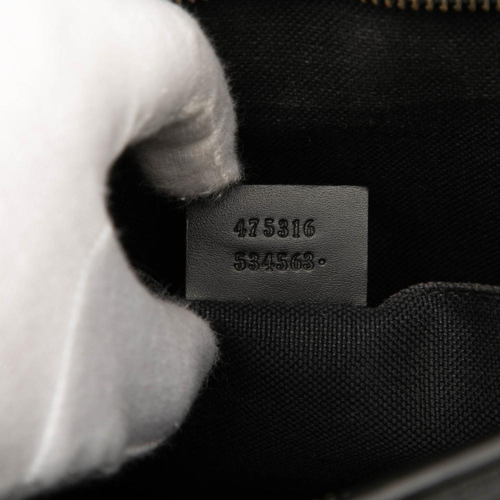 Gucci B Gucci Black Coated Canvas Fabric GG Supreme Web Clutch Italy