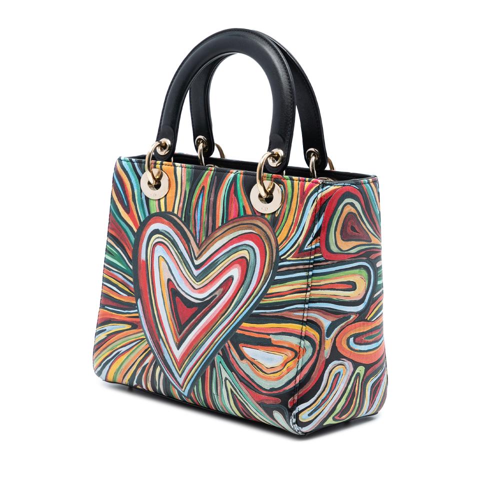 Christian Dior B Dior Black with Multi Calf Leather Limited Edition DiorAmour Medium skin Lady Dior Italy