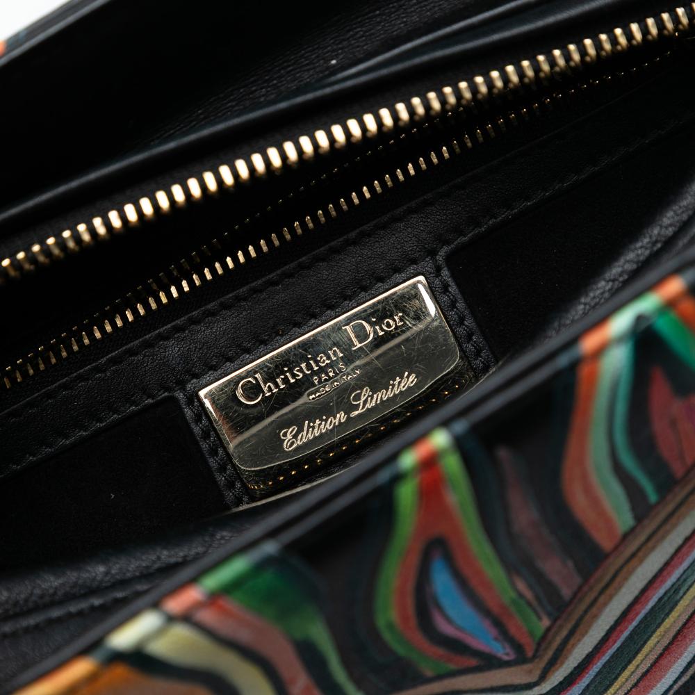 Christian Dior B Dior Black with Multi Calf Leather Limited Edition DiorAmour Medium skin Lady Dior Italy