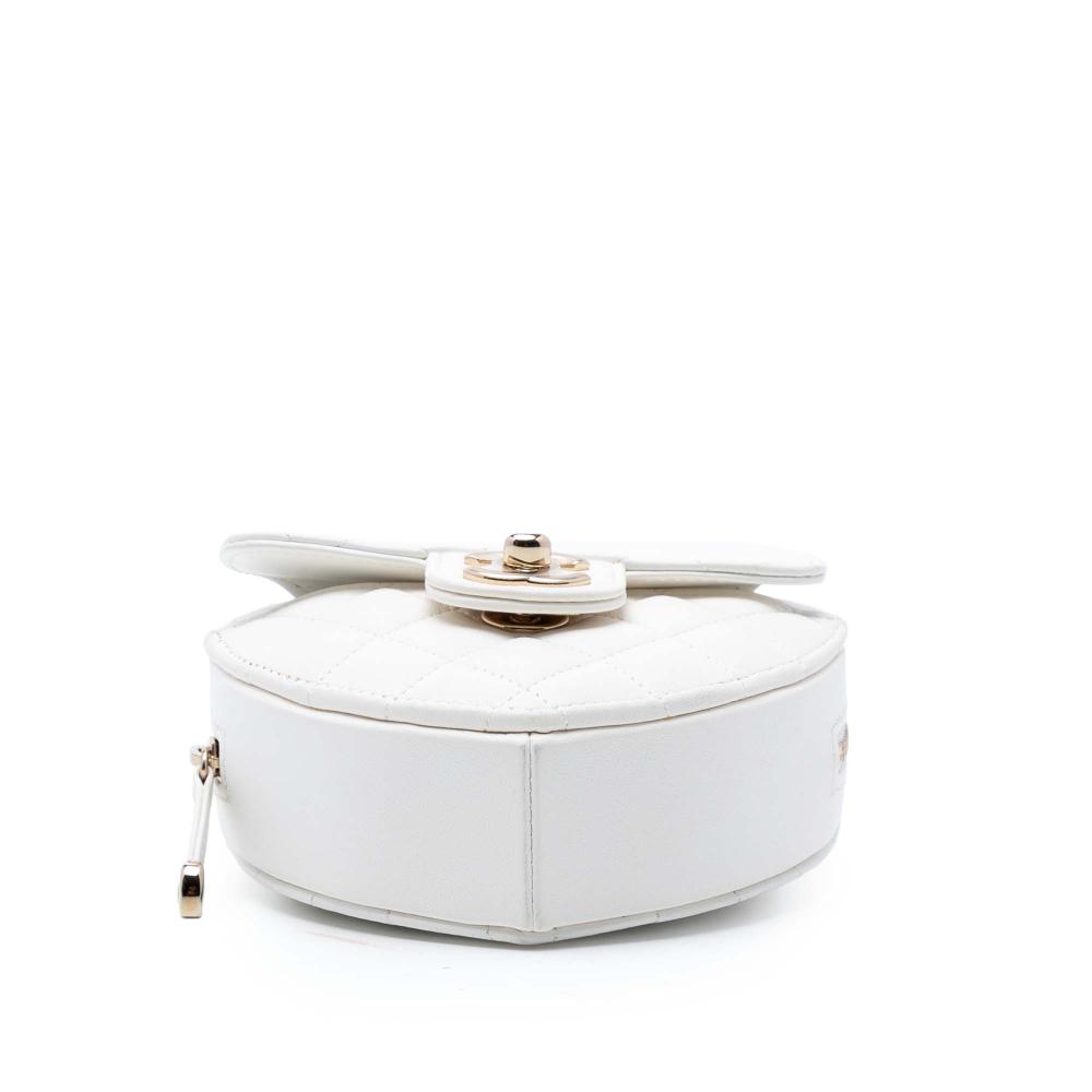 Chanel AB Chanel White Lambskin Leather Leather Mini Lambskin CC in Love Heart Crossbody France