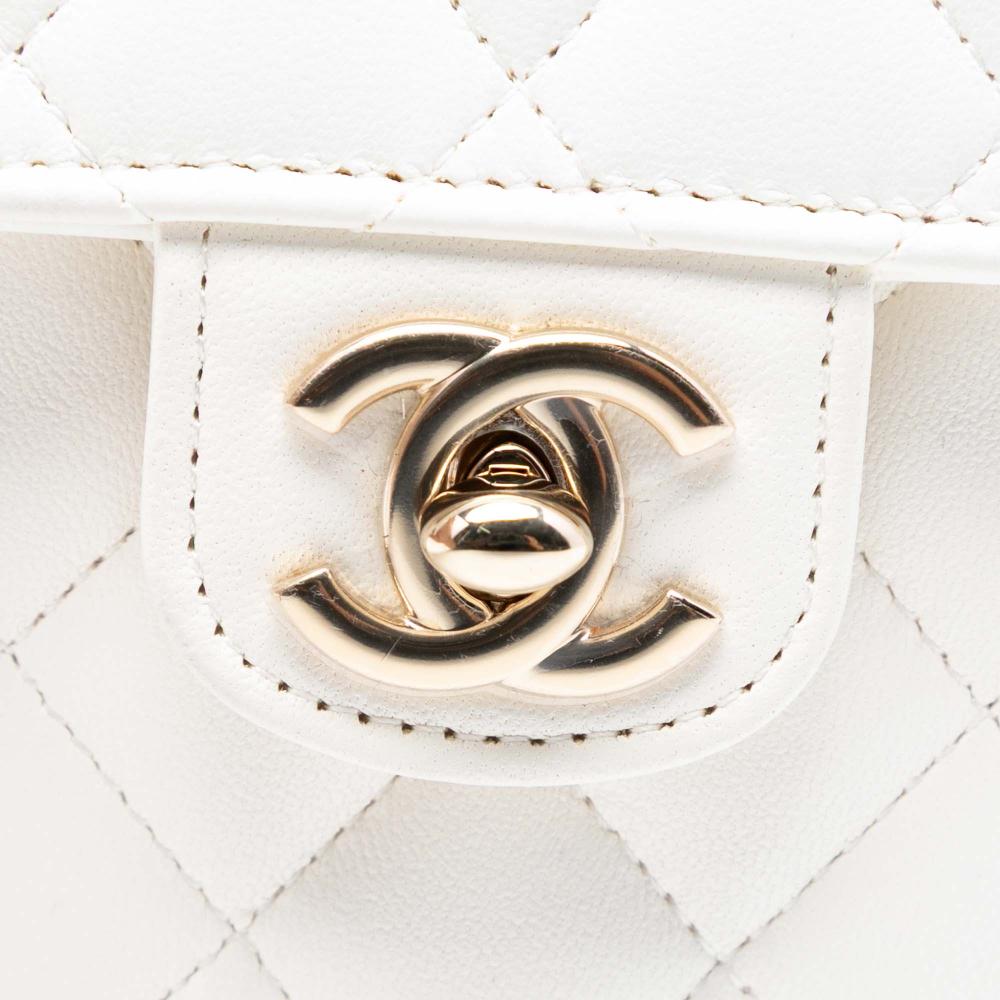 Chanel AB Chanel White Lambskin Leather Leather Mini Lambskin CC in Love Heart Crossbody France