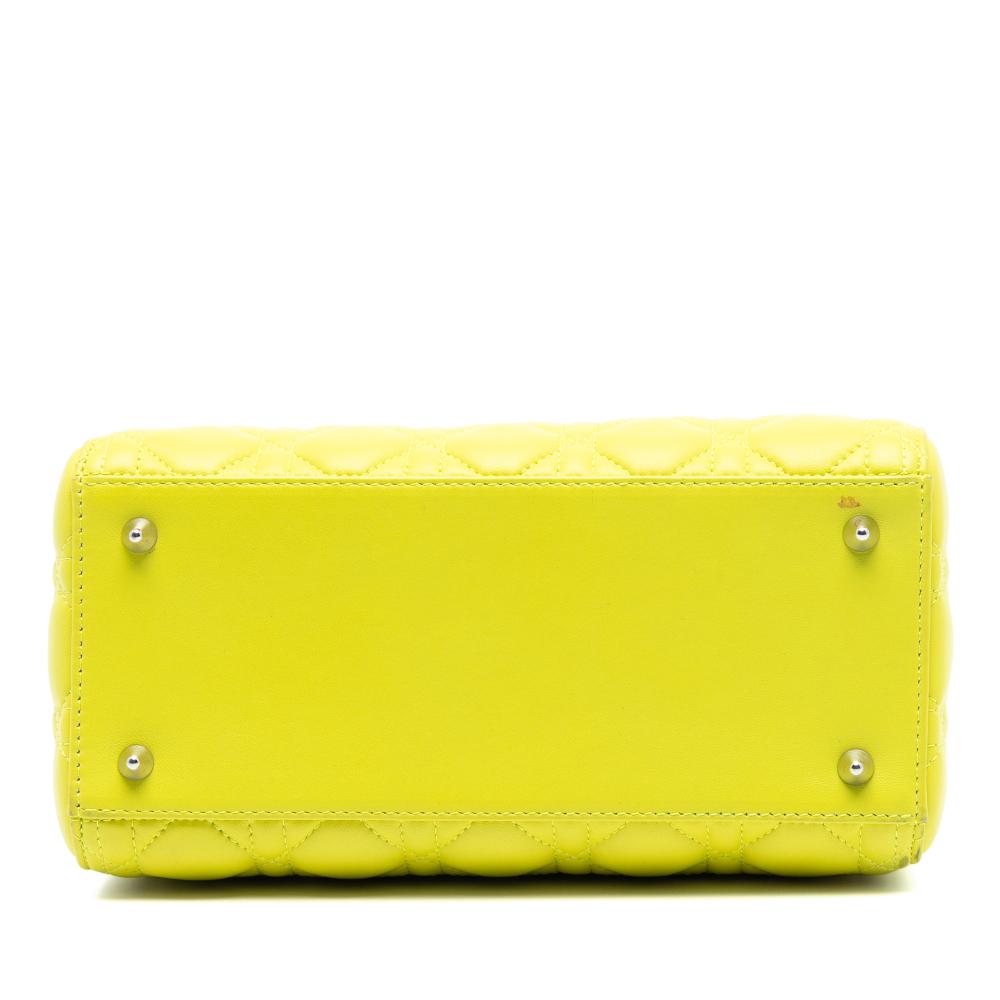 Christian Dior AB Dior Yellow Lambskin Leather Leather Medium Lambskin Cannage Lady Dior Italy