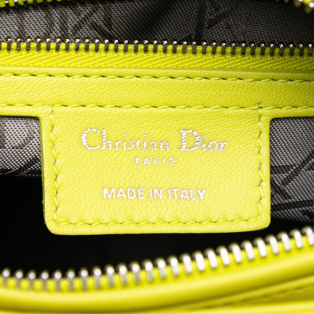 Christian Dior AB Dior Yellow Lambskin Leather Leather Medium Lambskin Cannage Lady Dior Italy