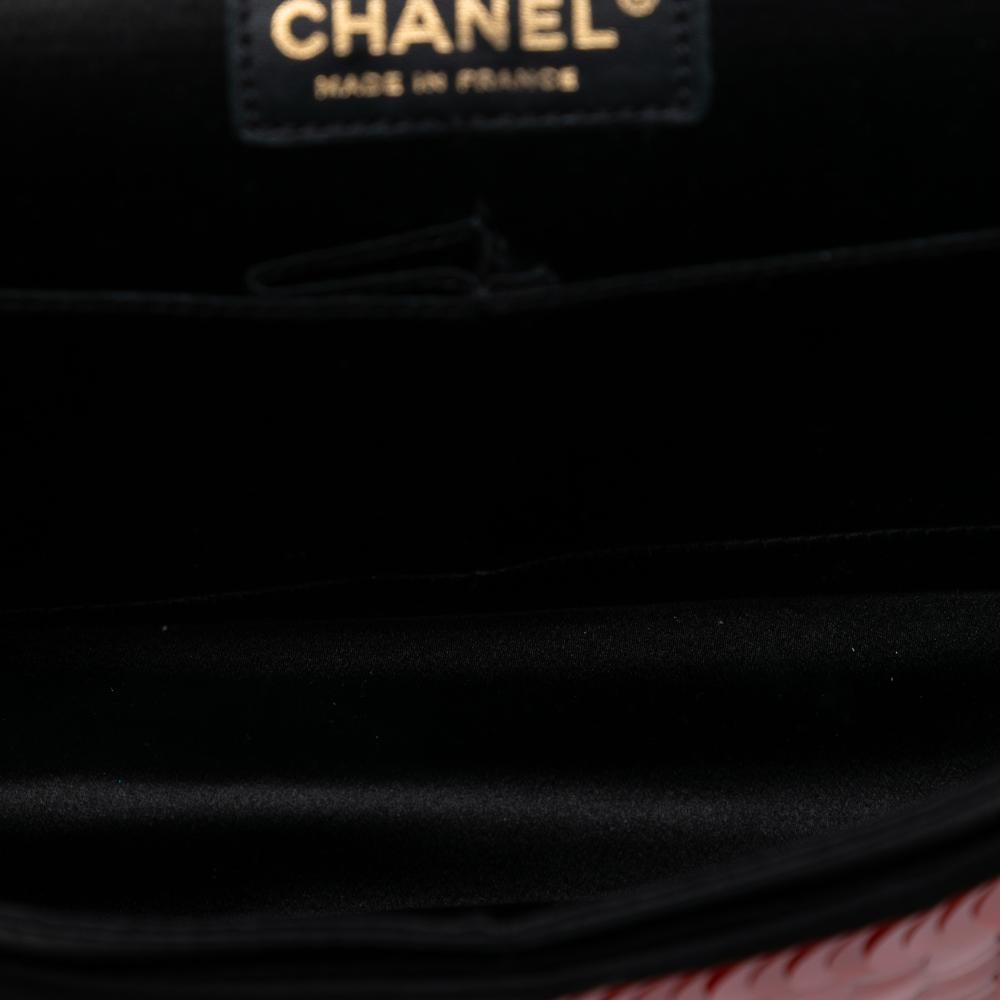 Chanel AB Chanel Red with Black Satin Fabric Paris-Shanghai Medium and Sequins Double Flap France