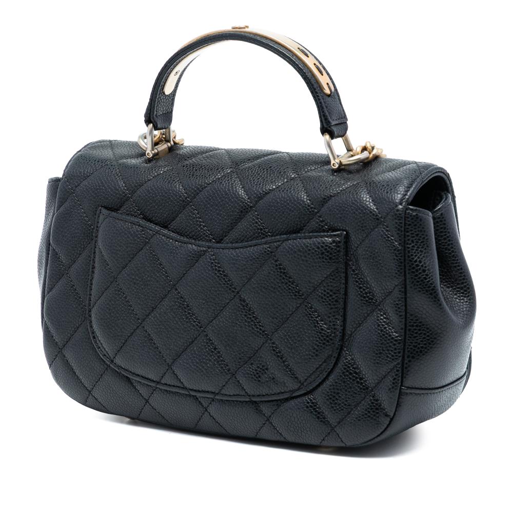 Chanel AB Chanel Black Caviar Leather Leather Small Quilted Caviar Carry Around Flap Italy
