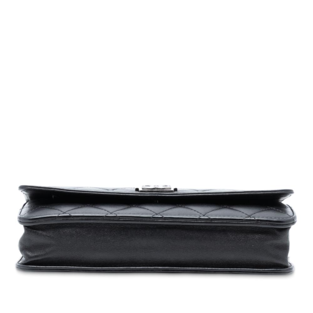 Chanel AB Chanel Black Lambskin Leather Leather Quilted Lambskin Boy Wallet On Chain Italy