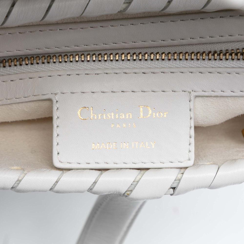 Christian Dior AB Dior White Calf Leather skin Whipstitch Saddle Bag Italy