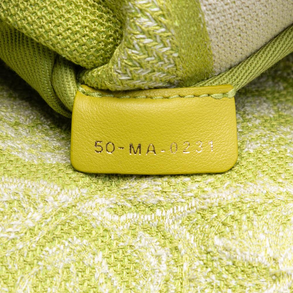 Christian Dior B Dior Green Lime Canvas Fabric Medium Embroidered Toile de Jouy Lady D Lite Italy