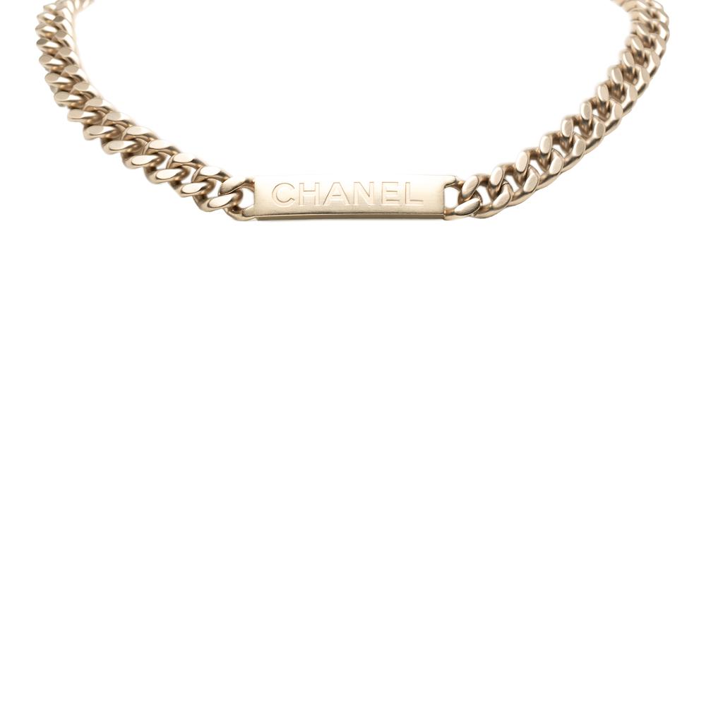 Chanel B Chanel Gold Gold Plated Metal ID Curb Link Chain Necklace Italy
