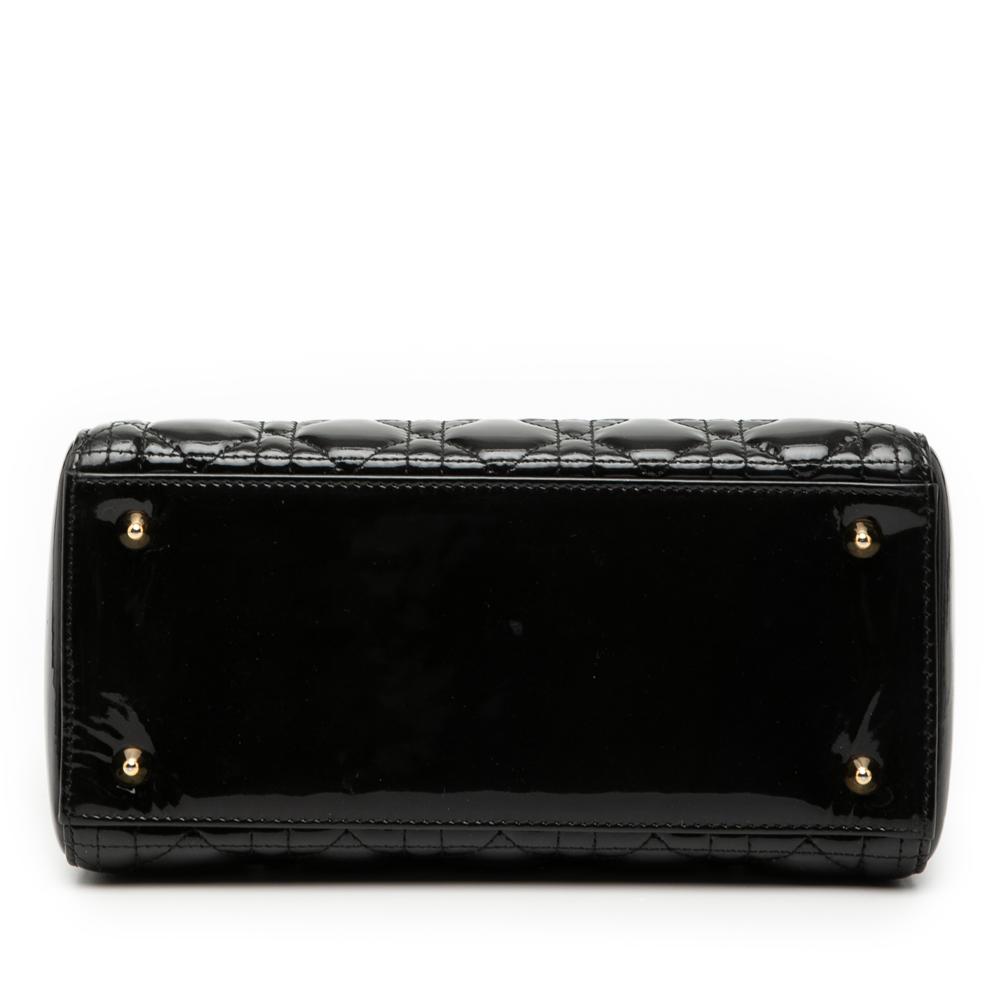 Christian Dior B Dior Black Patent Leather Leather Medium Patent Cannage Lady Dior Italy