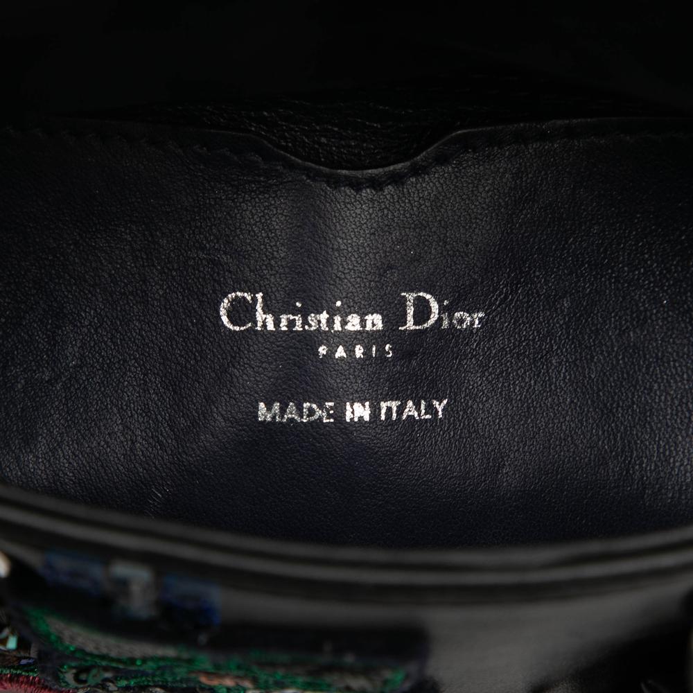 Christian Dior B Dior Black Calf Leather Micro skin Patch Embellished Lady Dior Italy