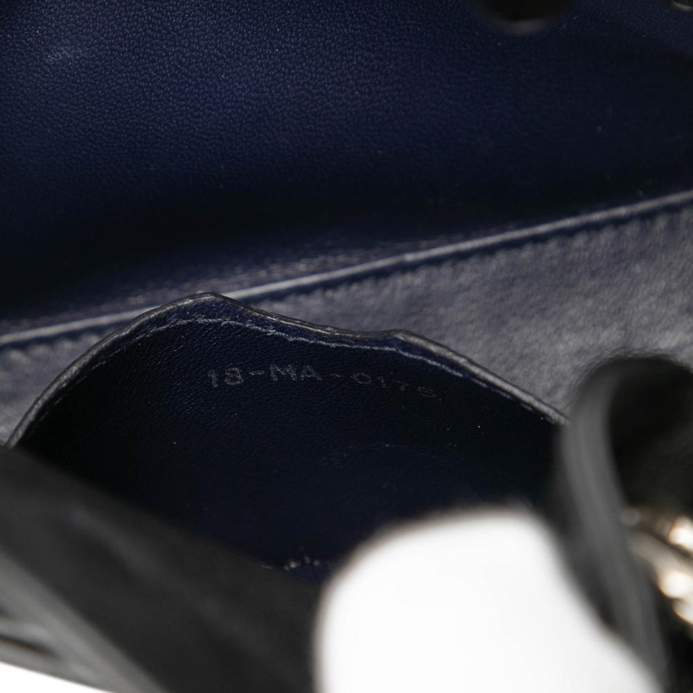 Christian Dior B Dior Black Calf Leather Micro skin Patch Embellished Lady Dior Italy