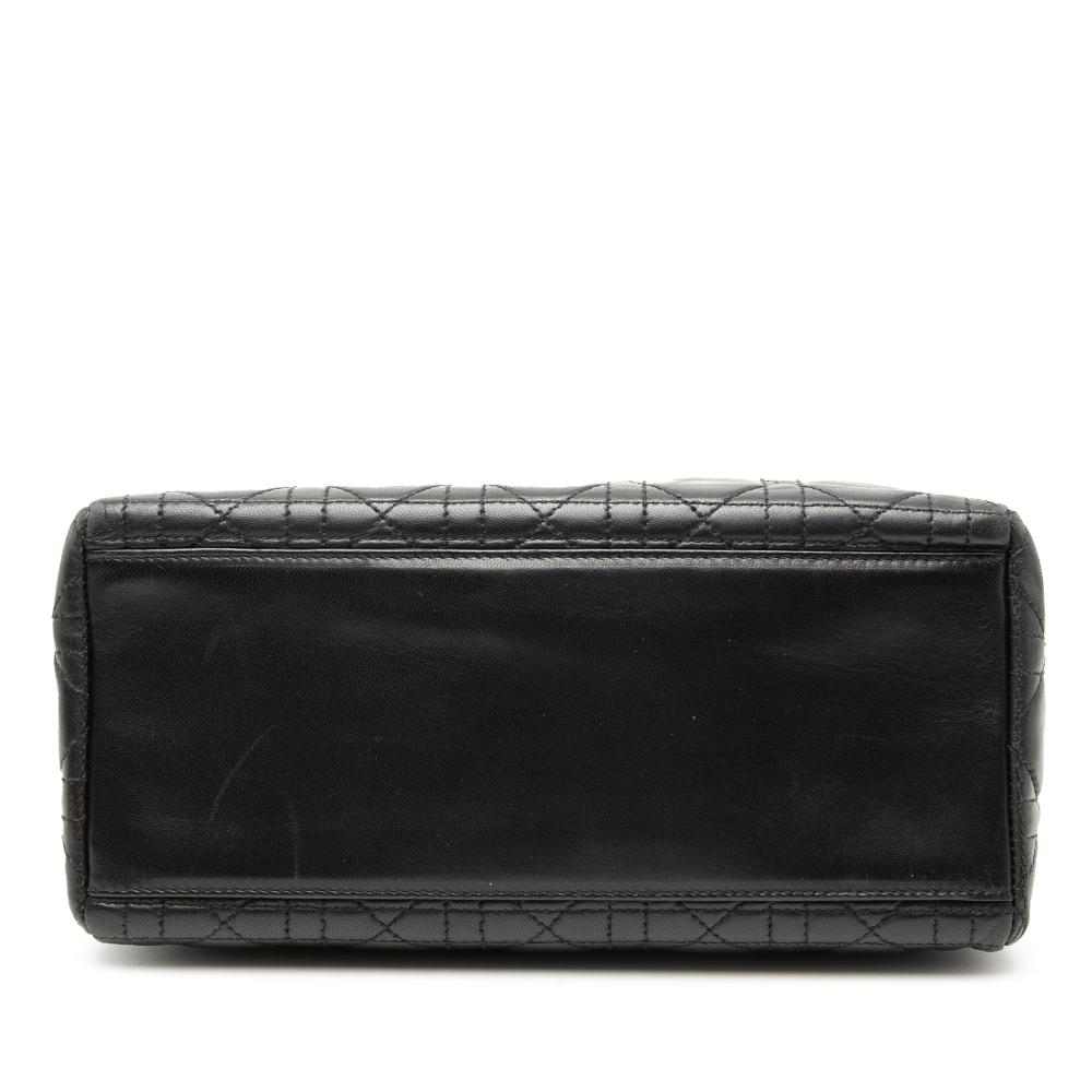 Christian Dior B Dior Black Lambskin Leather Leather Medium Lambskin Cannage Lady Dior Italy