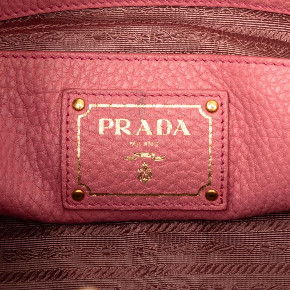 Prada B Prada Pink Calf Leather Vitello Daino Shopping Tote Italy
