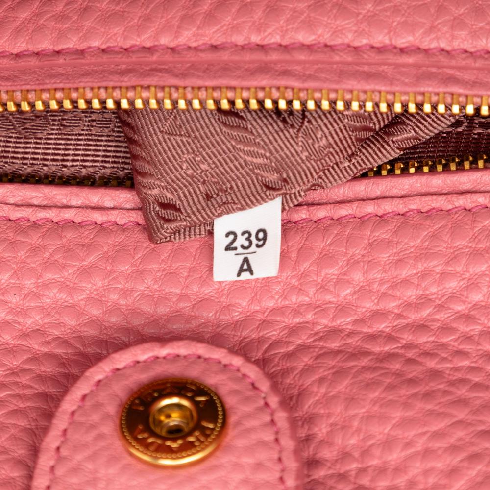 Prada B Prada Pink Calf Leather Vitello Daino Shopping Tote Italy