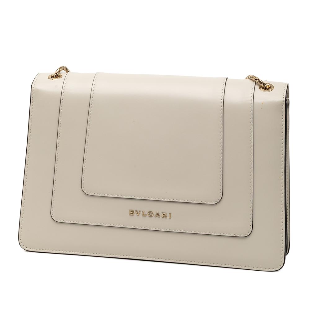 Bvlgari AB Bvlgari Brown Light Beige Calf Leather Medium skin Floral Serpenti Forever Shoulder Bag Italy