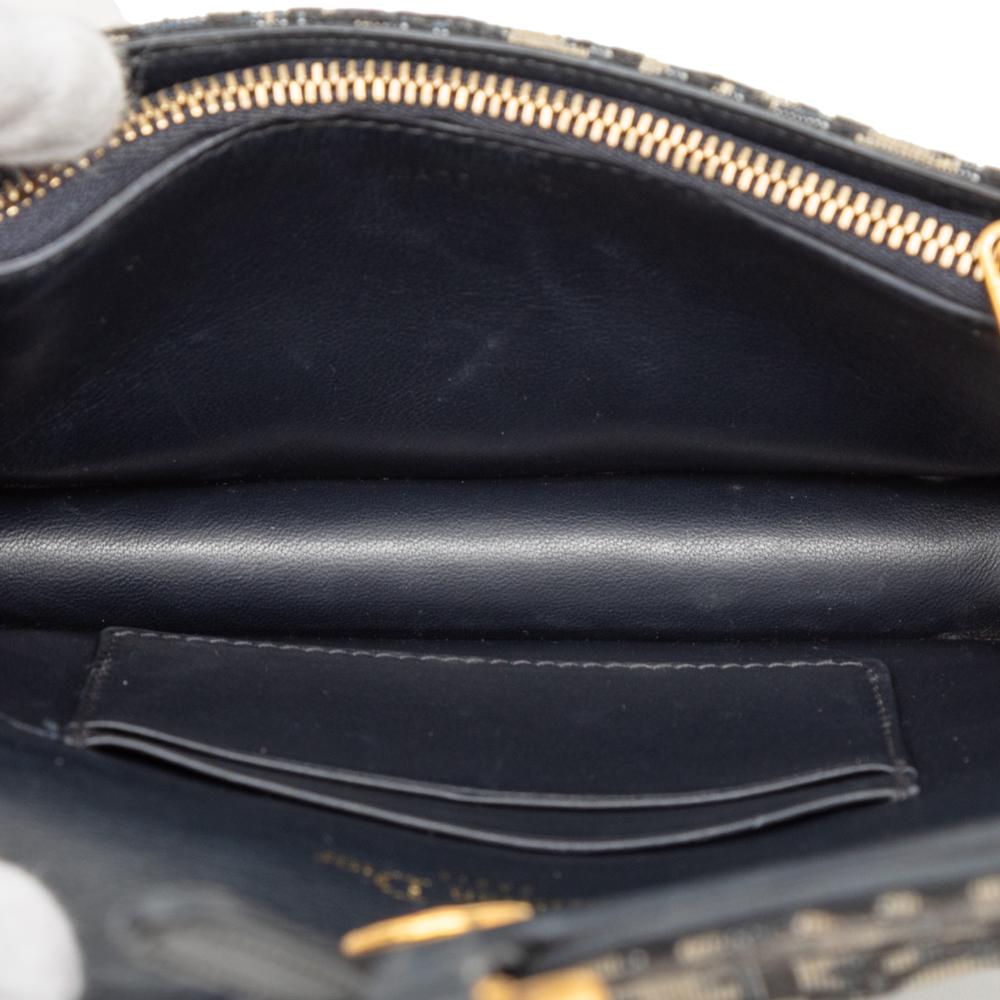 Christian Dior B Dior Blue Navy Canvas Fabric Oblique Saddle Belt Bag Italy