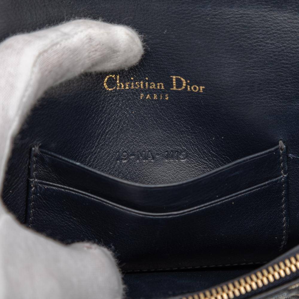 Christian Dior B Dior Blue Navy Canvas Fabric Oblique Saddle Belt Bag Italy