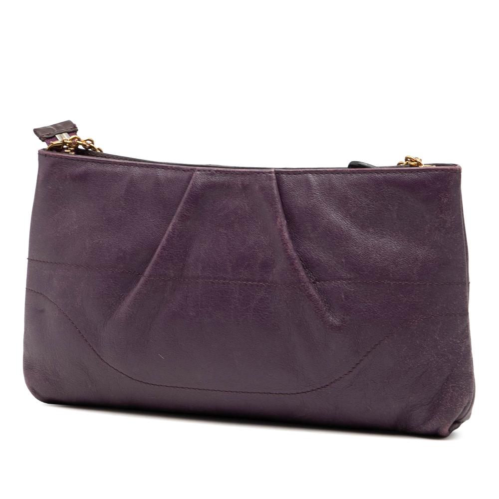 Ferragamo B Ferragamo Purple Calf Leather Gancini Chain Crossbody Italy