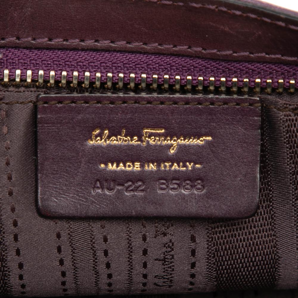 Ferragamo B Ferragamo Purple Calf Leather Gancini Chain Crossbody Italy