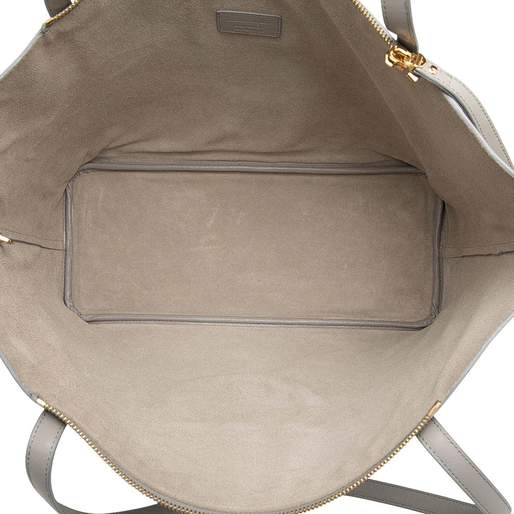 Ferragamo AB Ferragamo Gray Light Gray Calf Leather Gancio Tote Italy