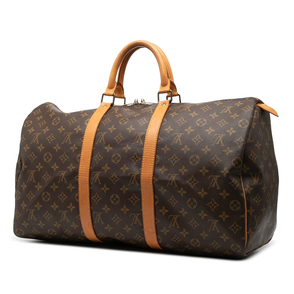 Louis Vuitton B Louis Vuitton Brown Monogram Canvas Fabric Monogram Keepall 50 France