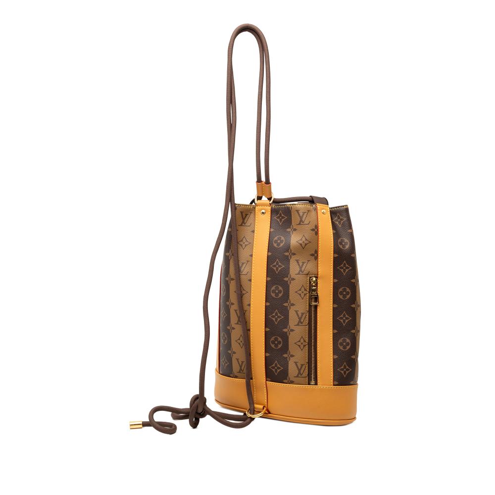 Louis Vuitton AB Louis Vuitton Brown Monogram Canvas Fabric Nigo Monogram Reverse Randonnee Backpack Italy