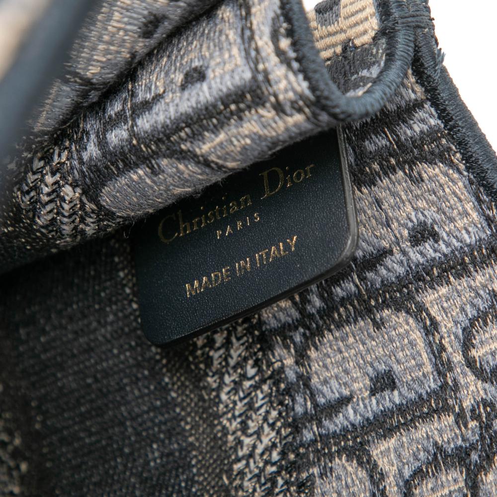 Christian Dior B Dior Blue Navy Canvas Fabric Mini Oblique Book Tote Italy