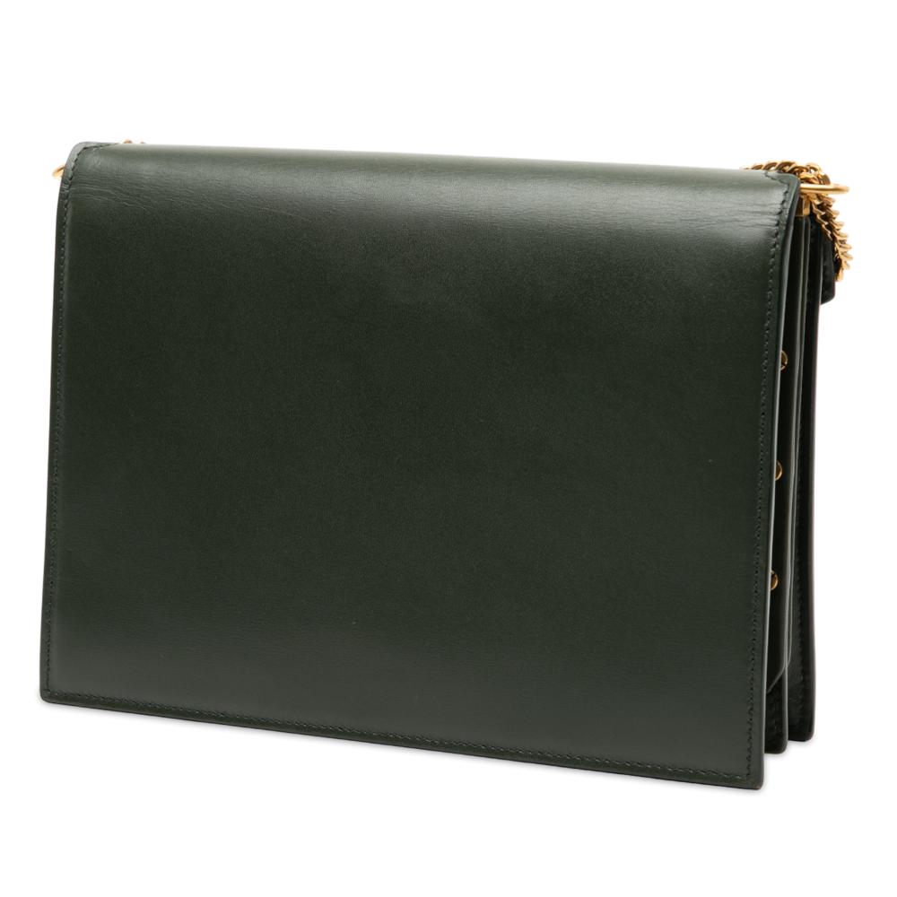 Saint Laurent B Saint Laurent Green Dark Green Calf Leather Smooth skin Monogram Cassandra Clasp Bag Italy