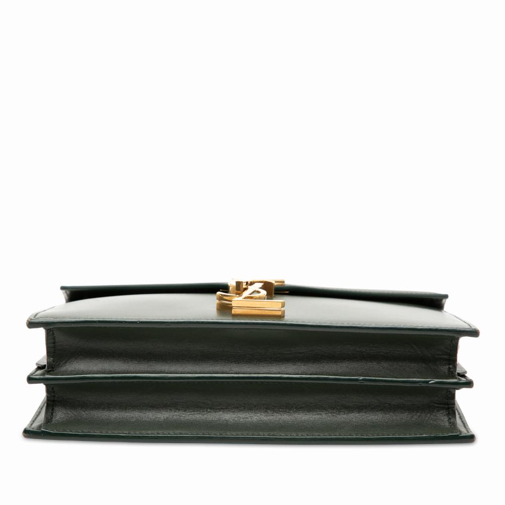 Saint Laurent B Saint Laurent Green Dark Green Calf Leather Smooth skin Monogram Cassandra Clasp Bag Italy