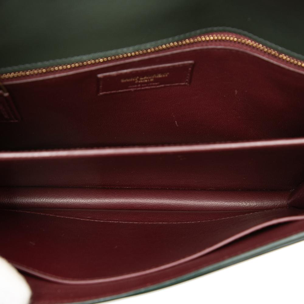 Saint Laurent B Saint Laurent Green Dark Green Calf Leather Smooth skin Monogram Cassandra Clasp Bag Italy