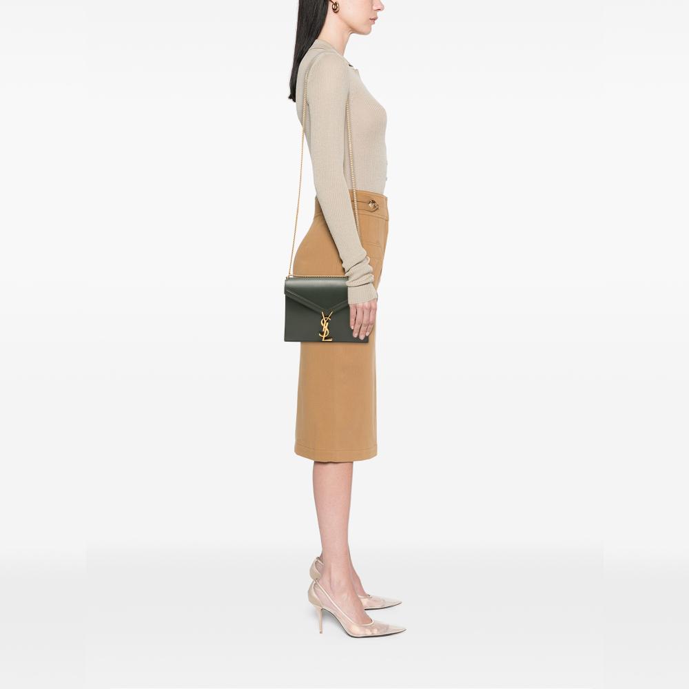 Saint Laurent B Saint Laurent Green Dark Green Calf Leather Smooth skin Monogram Cassandra Clasp Bag Italy