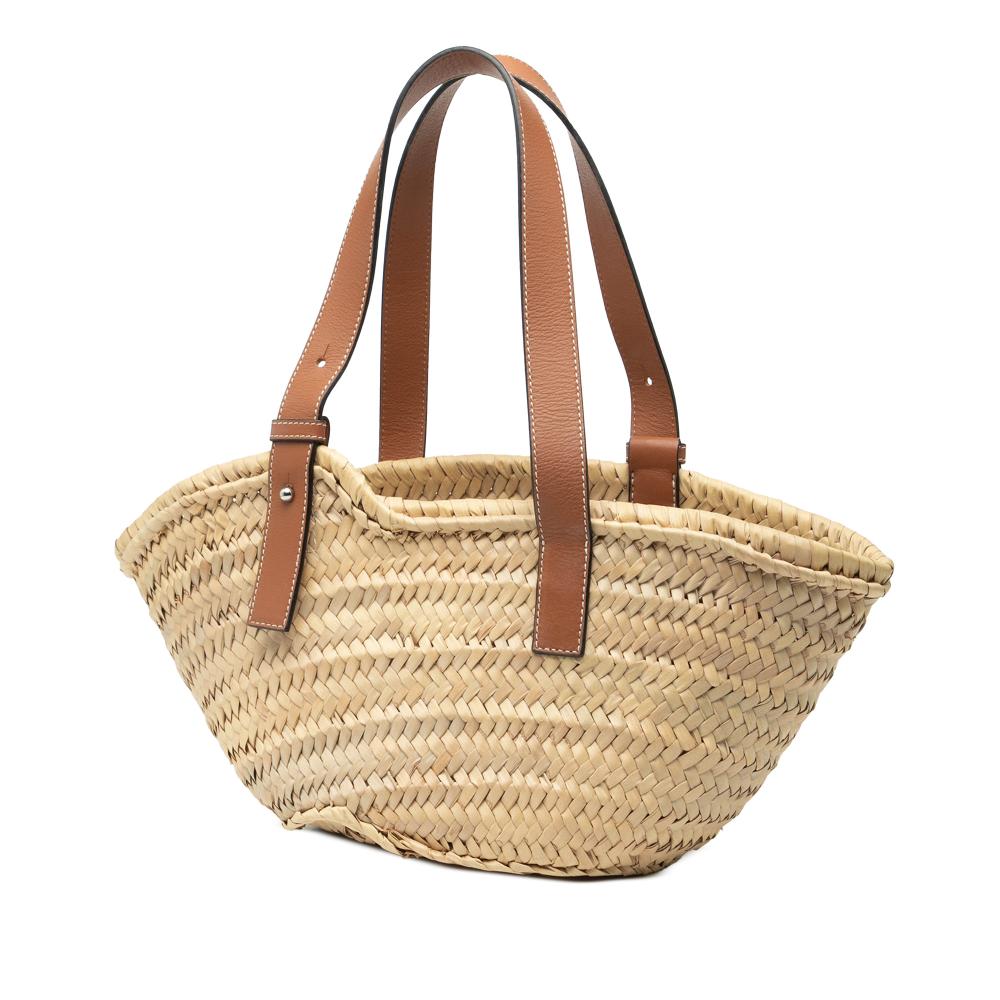 Loewe B LOEWE Brown Beige Raffia Natural Material Paulas Ibiza Smiley Small Basket Tote Spain