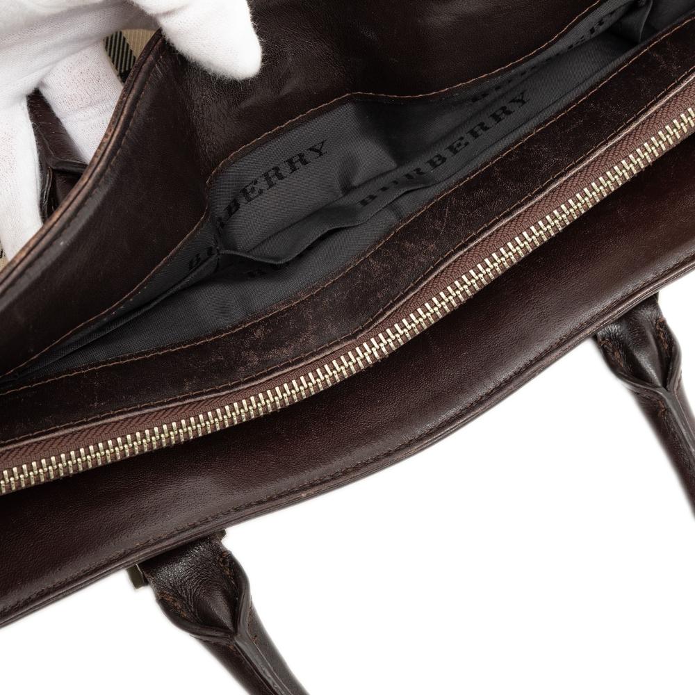 Burberry B Burberry Brown Beige Canvas Fabric House Check Tote United Kingdom