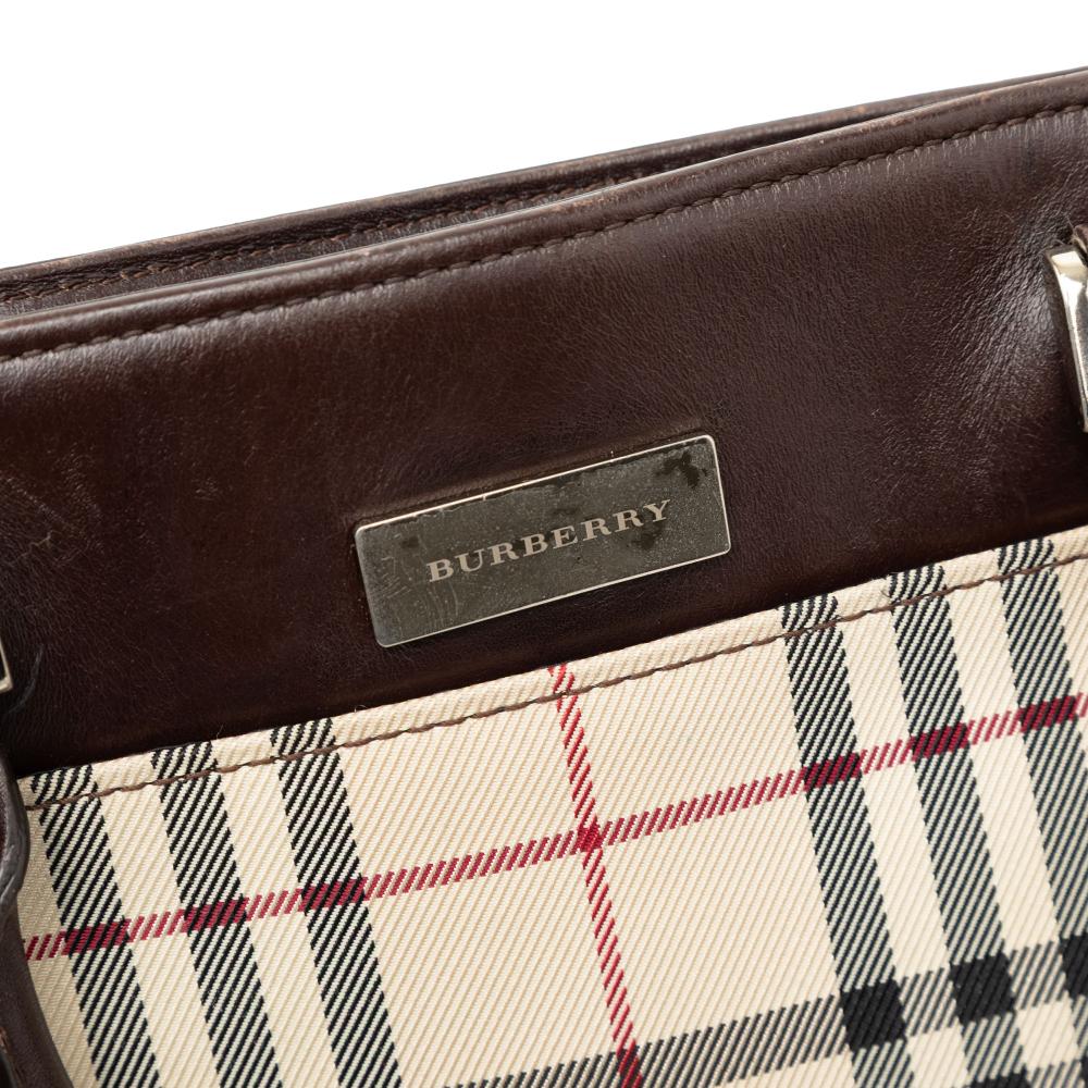 Burberry B Burberry Brown Beige Canvas Fabric House Check Tote United Kingdom