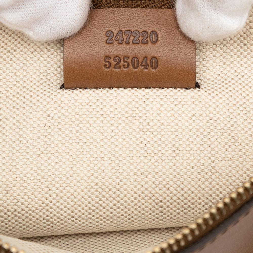 Gucci AB Gucci Brown Beige Canvas Fabric GG Craft Tote Italy