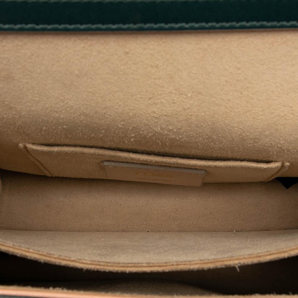 Fendi B Fendi Green Dark Green Calf Leather Small Scalloped Kan I Crossbody Italy
