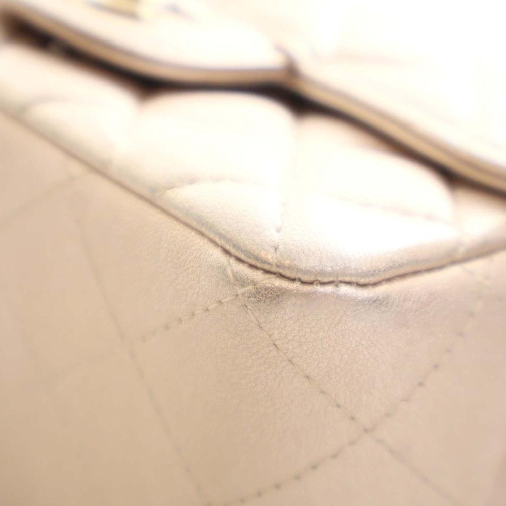 Chanel AB Chanel Gold Light Gold Lambskin Leather Leather Mini Square Classic Lambskin Single Flap France