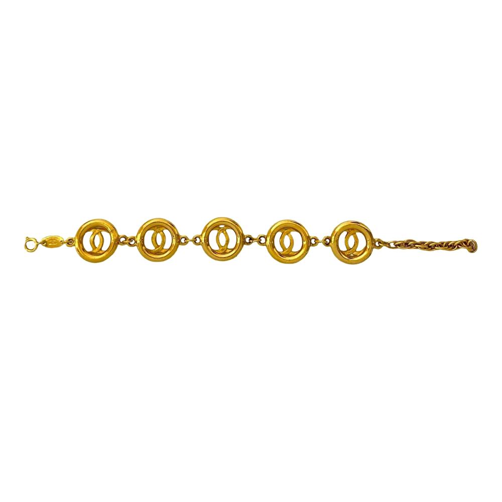 Chanel AB Chanel Gold Gold Plated Metal CC Link Bracelet France