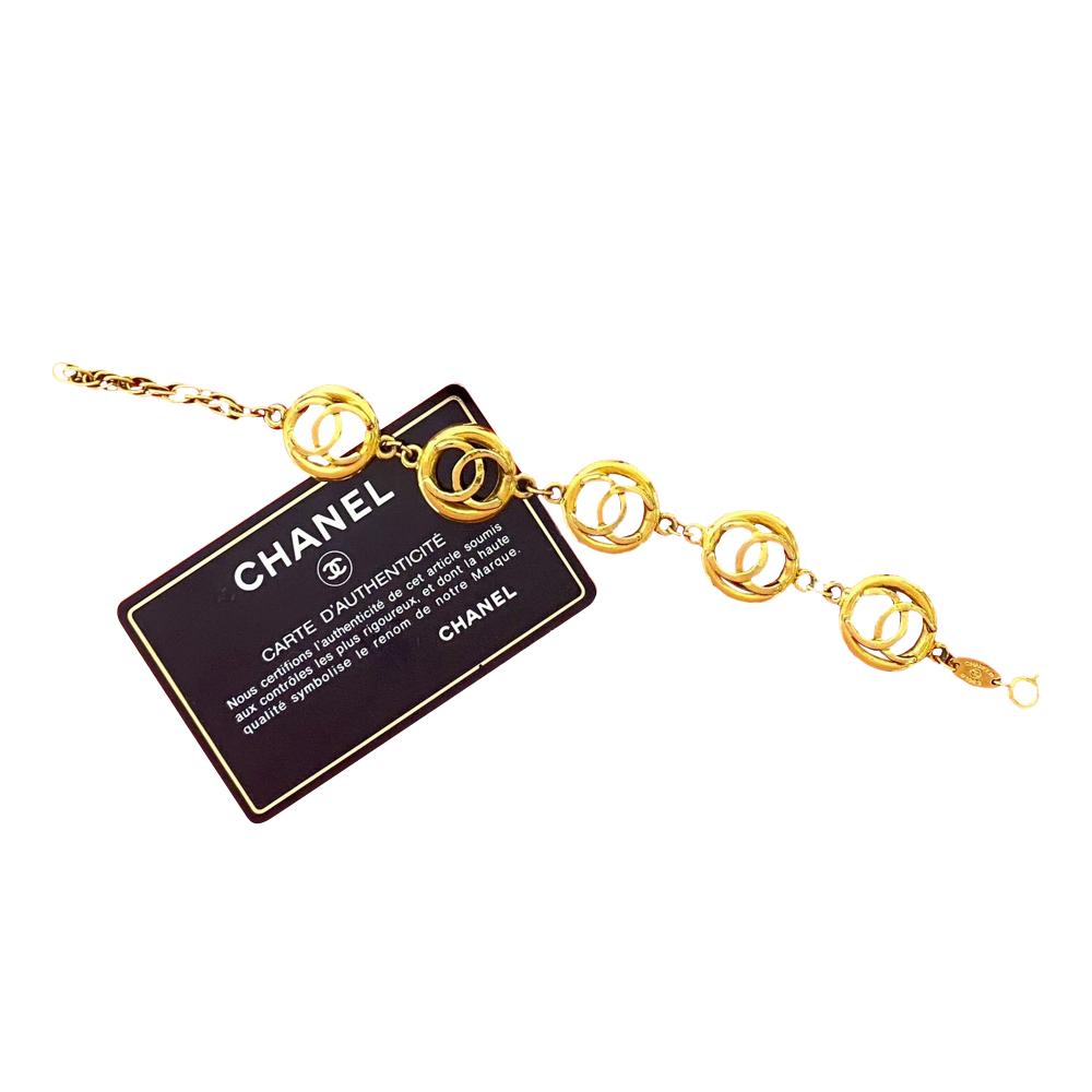 Chanel AB Chanel Gold Gold Plated Metal CC Link Bracelet France