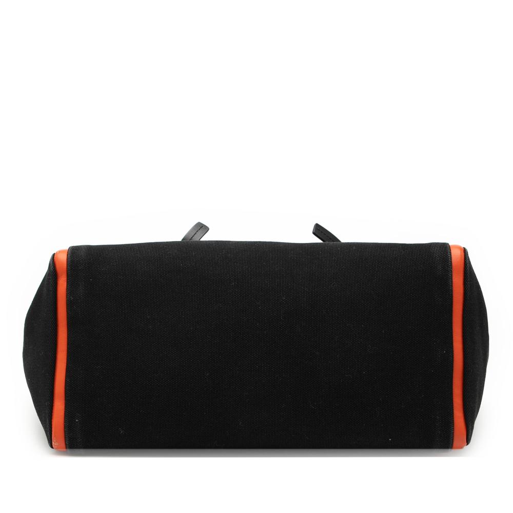 Prada B Prada Black Canvas Fabric Medium Ouverture Satchel Italy