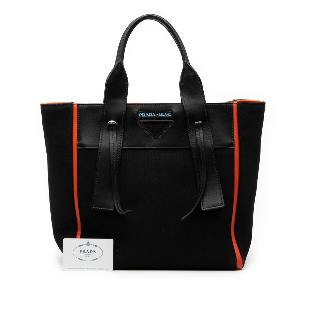 Prada B Prada Black Canvas Fabric Medium Ouverture Satchel Italy